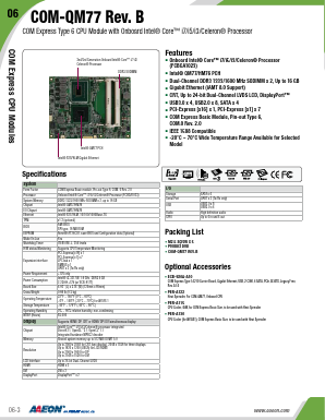 COM-QM77-B11-02 Datasheet PDF AAEON Technology