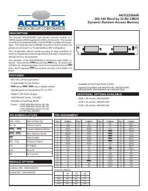 AK532256AZ Datasheet PDF ACCUTEK MICROCIRCUIT CORPORATION