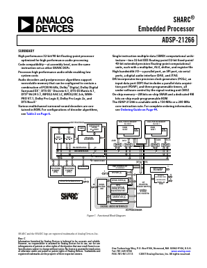 ADSP-21266SKBCZ-2B Datasheet PDF Analog Devices