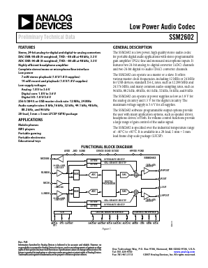 SSM2602-EVALZ Datasheet PDF Analog Devices