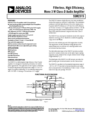 SSM2315 Datasheet PDF Analog Devices
