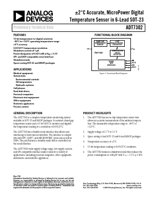 ADT7302ARM-REEL Datasheet PDF Analog Devices