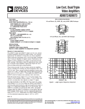 AD8073JR-REEL Datasheet PDF Analog Devices