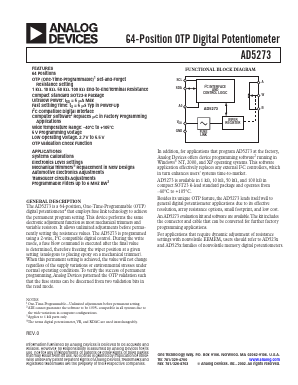 AD5273BRJ50-REEL7 Datasheet PDF Analog Devices
