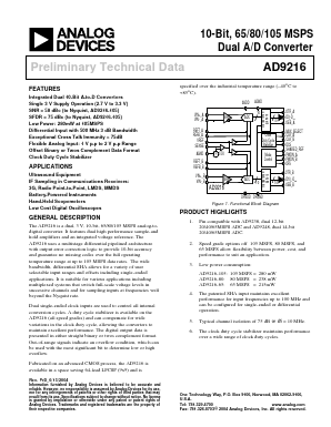 AD9216-105PCB Datasheet PDF Analog Devices