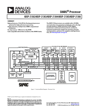 ADSP-21366KBC-1AA Datasheet PDF Analog Devices
