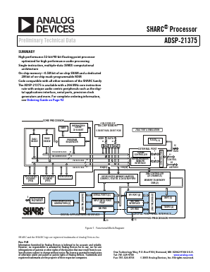 ADSP-21375KSZ-ENG Datasheet PDF Analog Devices