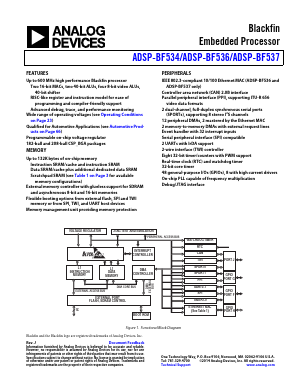 ADSP-BF537BBCZ-5BV Datasheet PDF Analog Devices