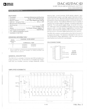 DAC02CCX Datasheet PDF Analog Devices