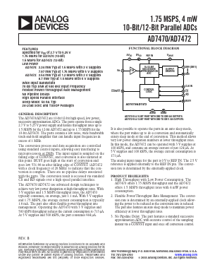 AD7470ARU-REEL Datasheet PDF Analog Devices