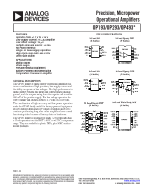 OP293FS-REEL_02 Datasheet PDF Analog Devices