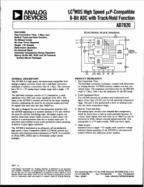 AD7820LR Datasheet PDF Analog Devices