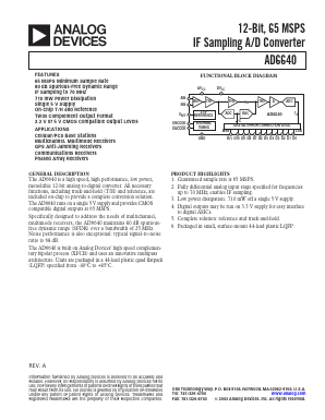 AD6640AST Datasheet PDF Analog Devices