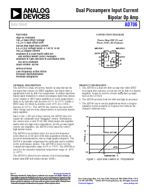 AD706ARZ-REEL Datasheet PDF Analog Devices