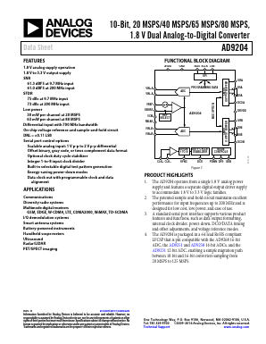 AD9204-80EBZ Datasheet PDF Analog Devices
