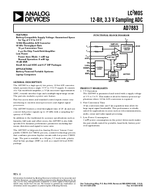 AD7883 Datasheet PDF Analog Devices