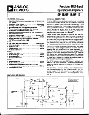 OP16FJ Datasheet PDF Analog Devices