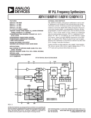 ADF4110 Datasheet PDF Analog Devices