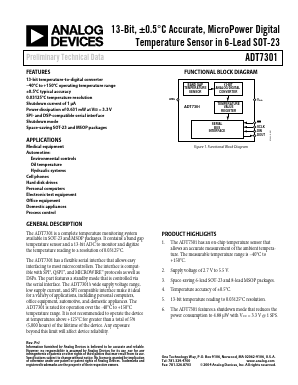 ADT7301ARTZ-REEL7 Datasheet PDF Analog Devices