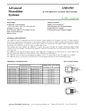 AMS1503CM-30 Datasheet PDF Advanced Monolithic Systems Inc