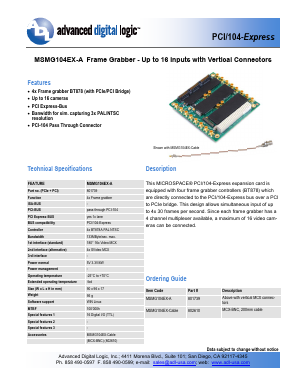 MSMG104EX-CABLE Datasheet PDF ADL Embedded Solutions