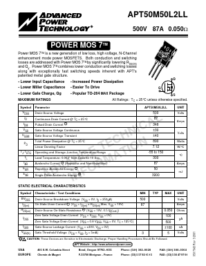 APT50M50L2LL Datasheet PDF Advanced Power Technology