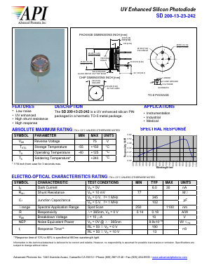 SD200-13-23-242 Datasheet PDF Advanced Photonix, Inc.