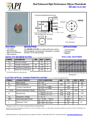 SD200-14-21-041 Datasheet PDF Advanced Photonix, Inc.