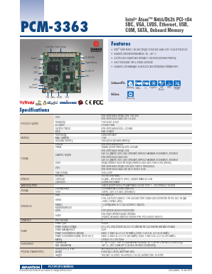 PCM-3363N-1GS6A1E Datasheet PDF Advantech Co., Ltd.