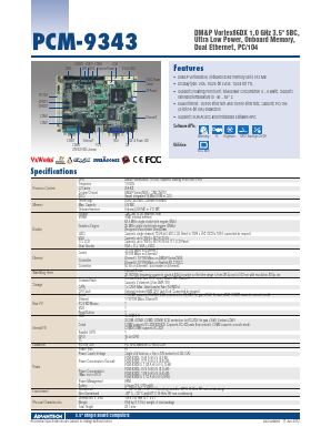 PCM-9343FGZ-S6A1E Datasheet PDF Advantech Co., Ltd.