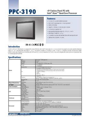 PPC-3190-RE4CU Datasheet PDF Advantech Co., Ltd.