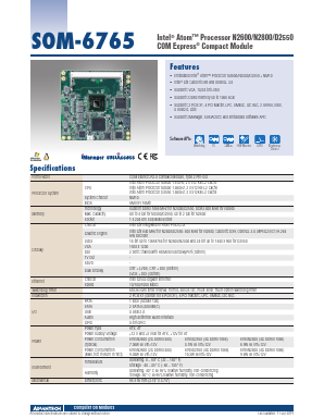SOM-6765N-S8A1E Datasheet PDF Advantech Co., Ltd.