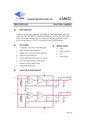 AA8622 Datasheet PDF Agamem Microelectronic Inc.