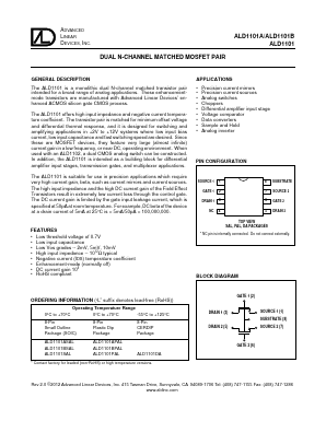 ALD1101DA Datasheet PDF Advanced Linear Devices