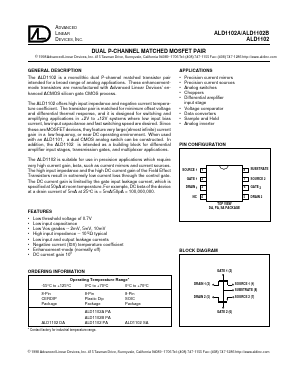 ALD1102DA Datasheet PDF Advanced Linear Devices