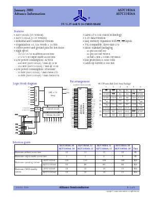 AS7C1026A-15JI Datasheet PDF Alliance Semiconductor