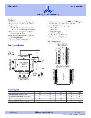AS7C31024B-12TC Datasheet PDF Alliance Semiconductor