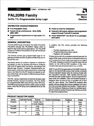 PAL20L8-7DC Datasheet PDF Advanced Micro Devices