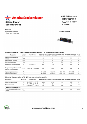 MBRF12045 Datasheet PDF America Semiconductor, LLC
