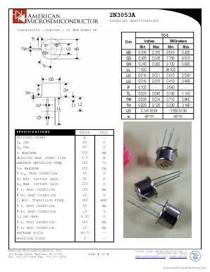 2N3053A Datasheet PDF American Microsemiconductor