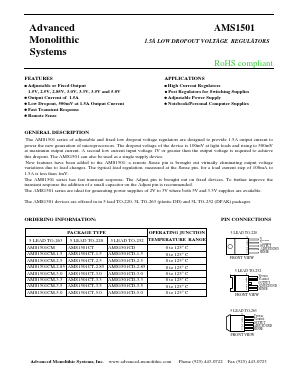 AMS1501CD-2.5 Datasheet PDF Advanced Monolithic Systems Inc