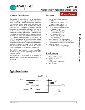 AAT3111IJS-3.3-T1 Datasheet PDF Advanced Analogic Technologies