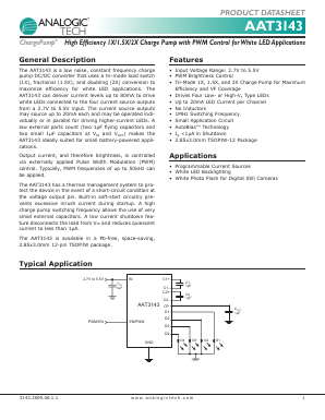 AAT3143ITP-T1 Datasheet PDF Advanced Analogic Technologies