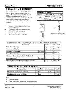 AM90N06-25PCFM Datasheet PDF Analog Power