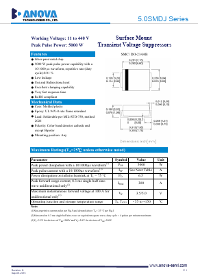 5.0SMDJ100CA Datasheet PDF Anova Technologies CO., LTD.