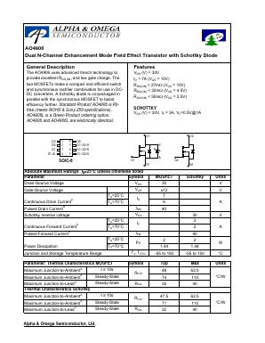 AO4906 Datasheet PDF Alpha and Omega Semiconductor
