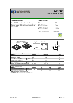 AOC2423 Datasheet PDF Alpha and Omega Semiconductor