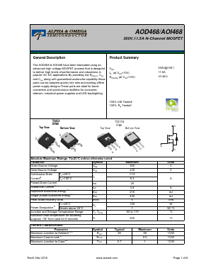 AOD468 Datasheet PDF Alpha and Omega Semiconductor