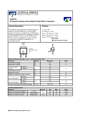AOD476 Datasheet PDF Alpha and Omega Semiconductor