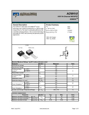 AOW410 Datasheet PDF Alpha and Omega Semiconductor